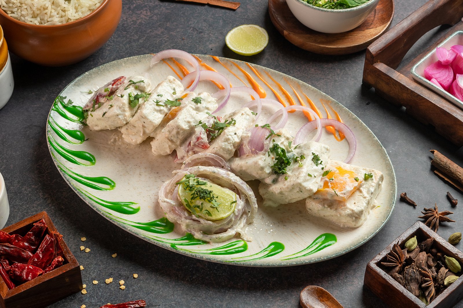 Malai Paneer Tikka (6 PC) + Mint Chutney